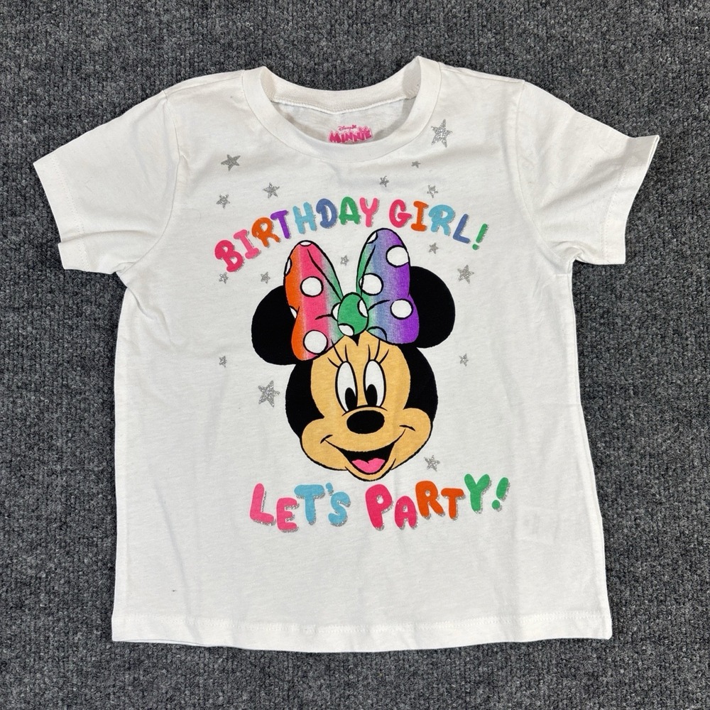 Disney MINNIE MOUSE Toddler Girls' White 100% Cotton Short Sleeve T-Shirt 5T